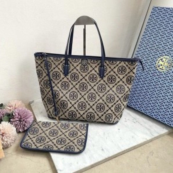 Monogram blue tote bag with dust bag