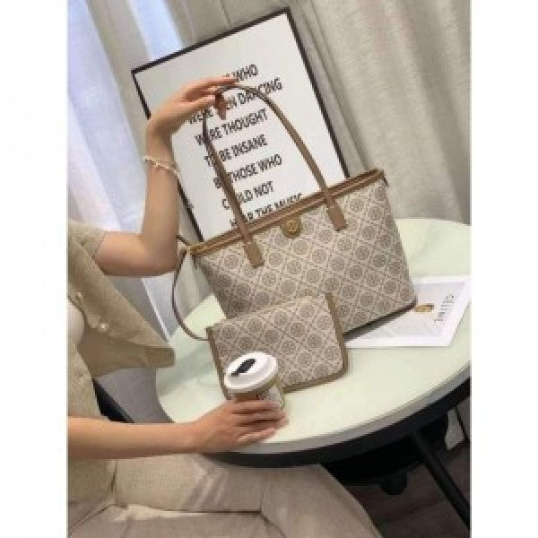 Monogram beige tote bag with dust bag