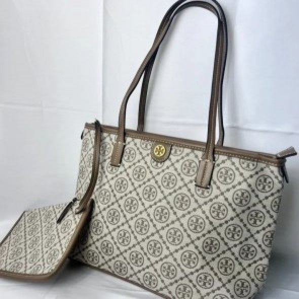 Monogram beige tote bag with dust bag