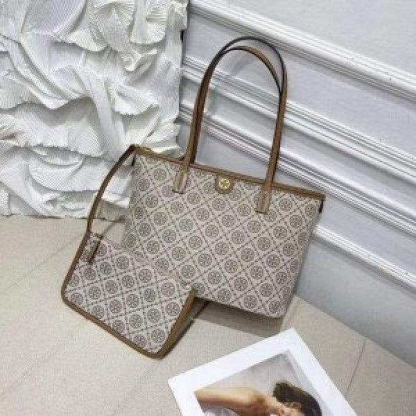 Monogram beige tote bag with dust bag