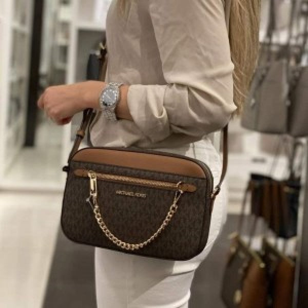 Jet set brown crossbody sling bag with box