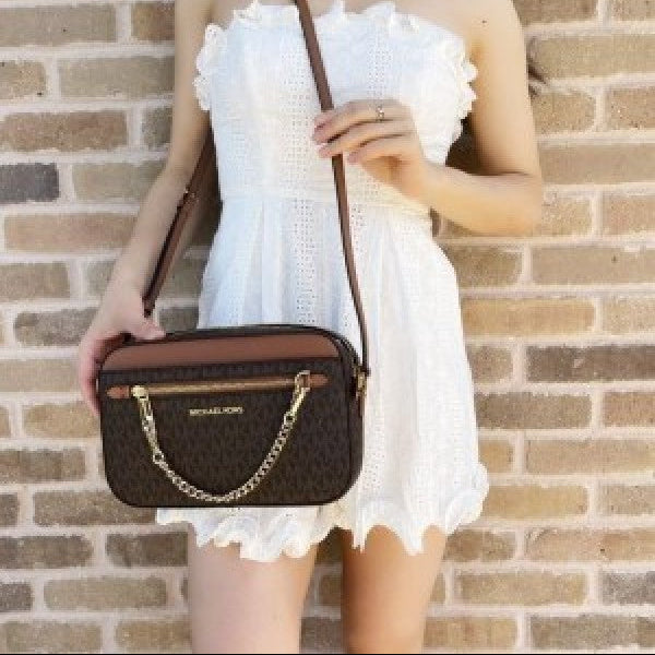Jet set brown crossbody sling bag with box