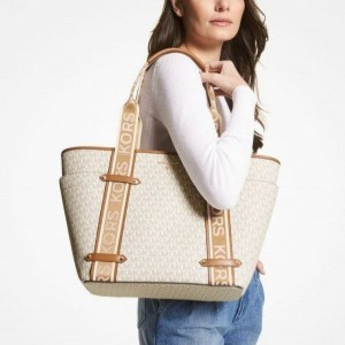 Maeve large white tote bag with dust bag