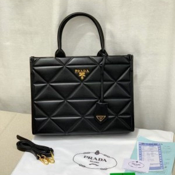 Leather black tote bag with dust cover & dust bag