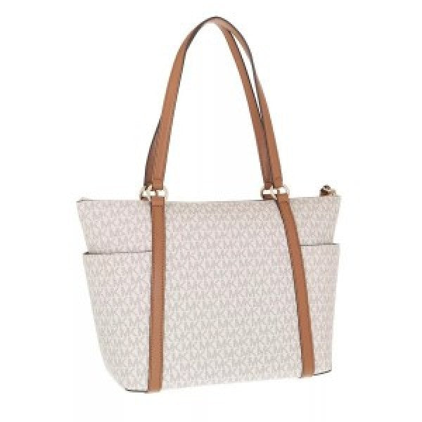 Sullivan large zipper white tote bag