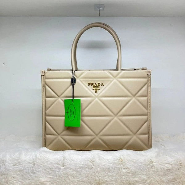 Leather beige tote bag with dust cover & dust bag