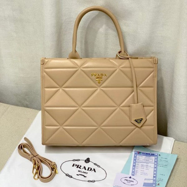 Leather beige tote bag with dust cover & dust bag
