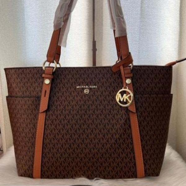 Sullivan large zipper brown tote bag