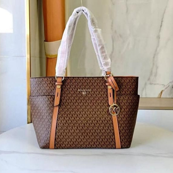Sullivan large zipper brown tote bag