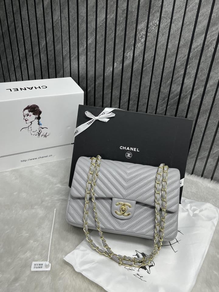 Jumbo large highend gray shoulderbag with doublebox