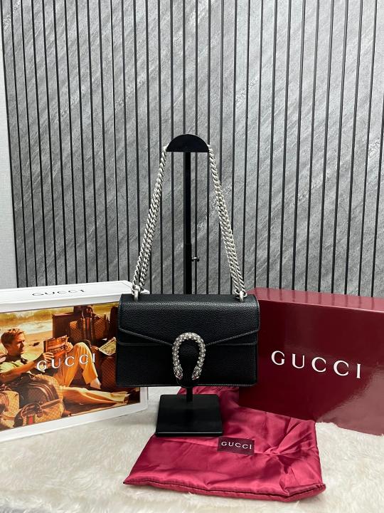 Dionysus large size black shoulder bag with doublebox