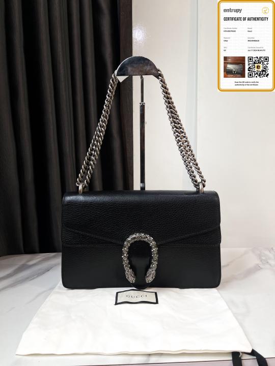 Dionysus large size black shoulder bag with doublebox