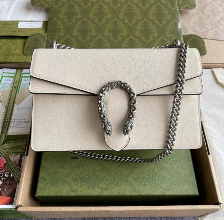 Dionysus large size white shoulder bag with doublebox