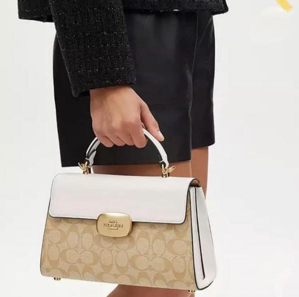 Eliza signature top handle white bag with doublebox