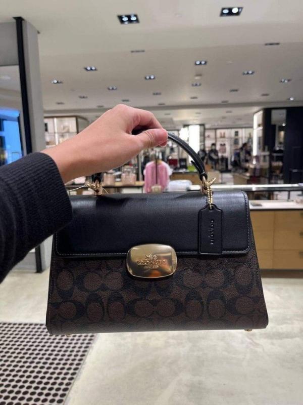 Eliza signature top handle black bag with doublebox