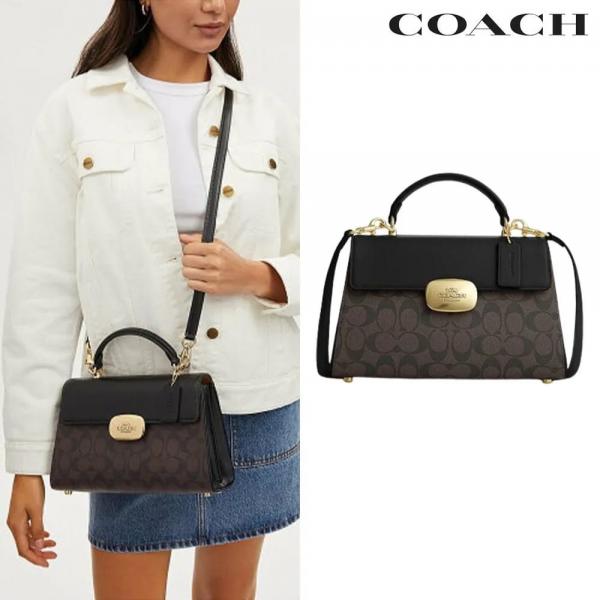 Eliza signature top handle black bag with doublebox