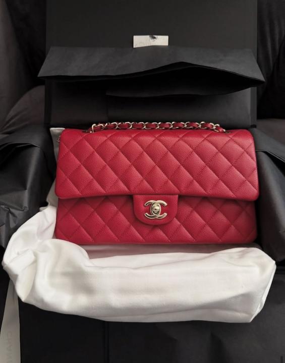 Premium quality red jumbo sling bag with box