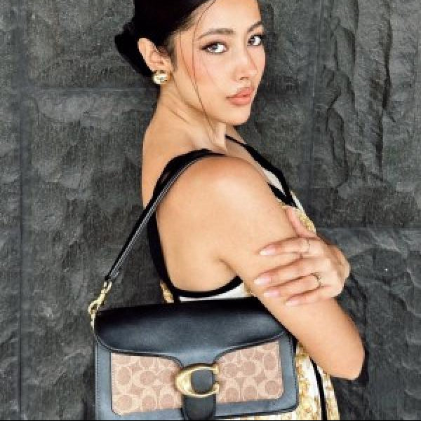 Tabby black & beige shoulder bag with box