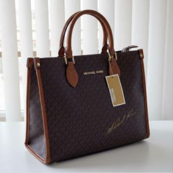 Premium quality brown tote bag with dust cover