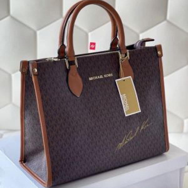 Premium quality brown tote bag with dust cover