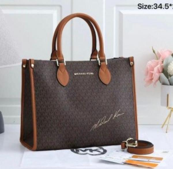 Premium quality brown tote bag with dust cover