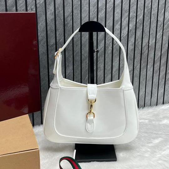 Jackie White large shoulder bag with doublebox