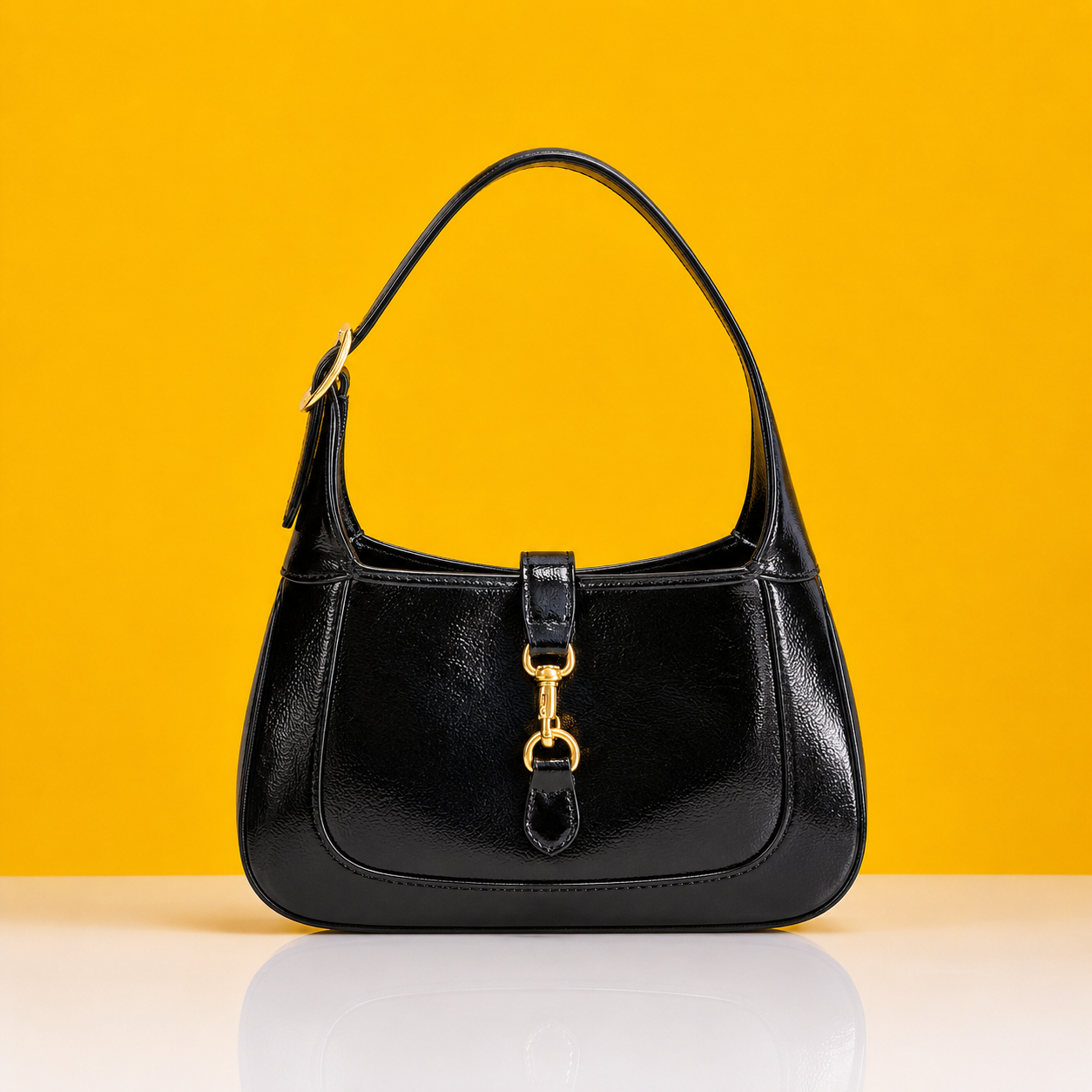 Jackie black large shoulder bag with doublebox