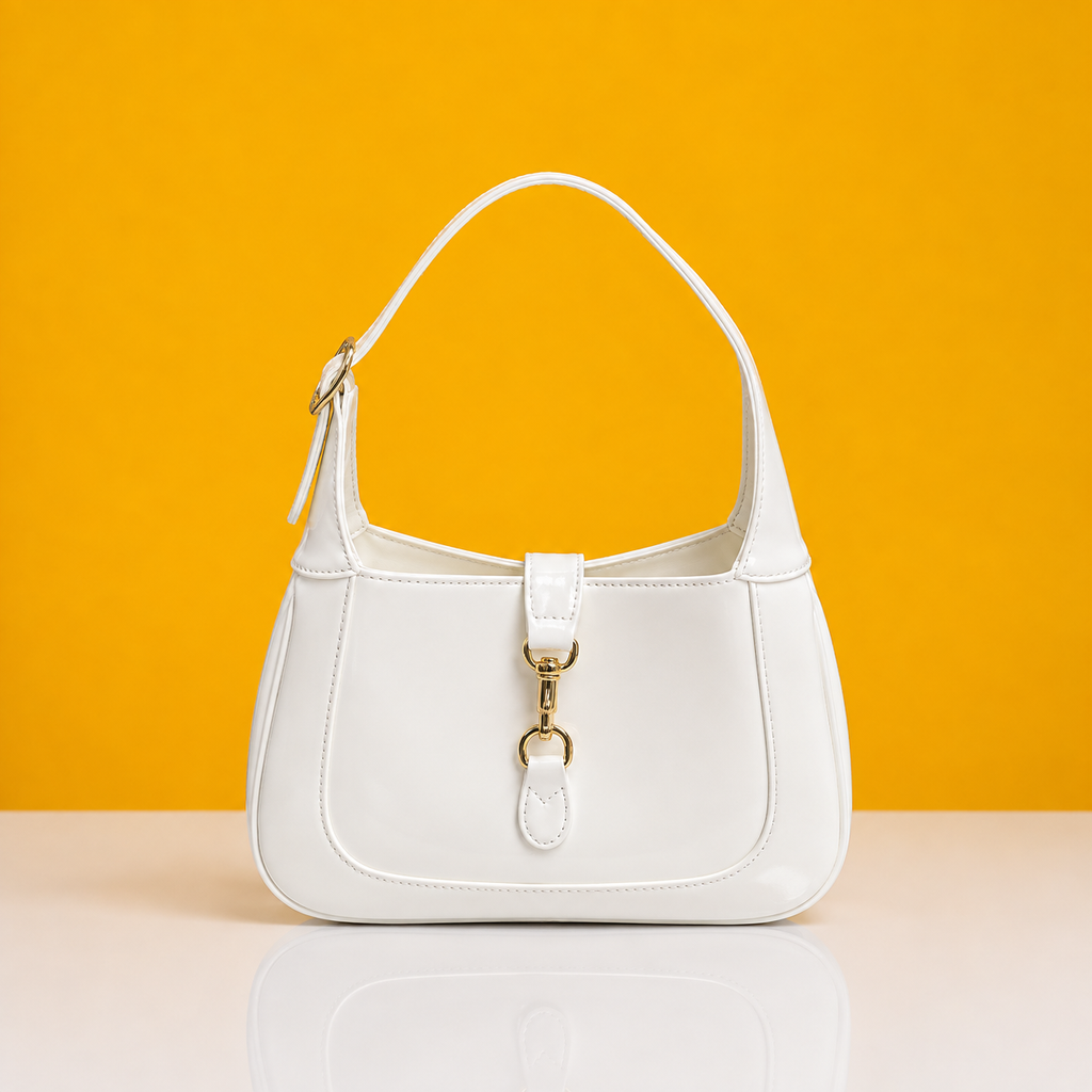 Jackie White large shoulder bag with doublebox