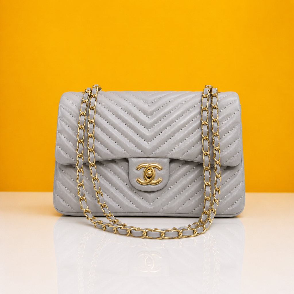 Jumbo large highend gray shoulderbag with doublebox