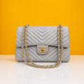 Jumbo large highend gray shoulderbag with doublebox