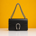 Dionysus large size black shoulder bag with doublebox