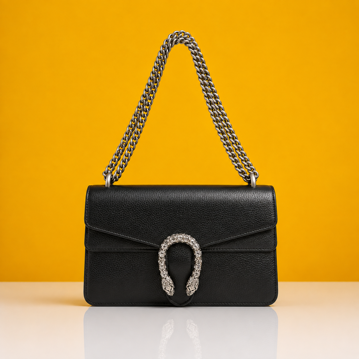 Dionysus large size black shoulder bag with doublebox