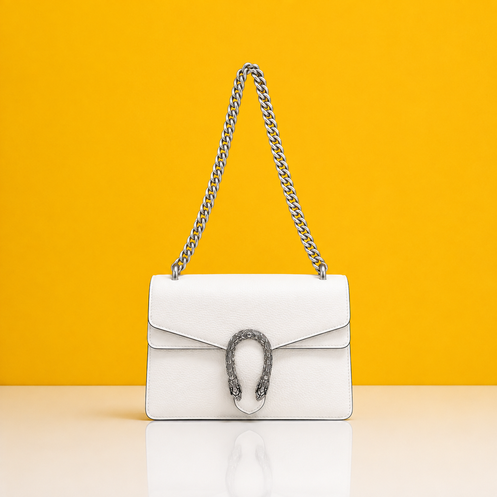 Dionysus large size white shoulder bag with doublebox