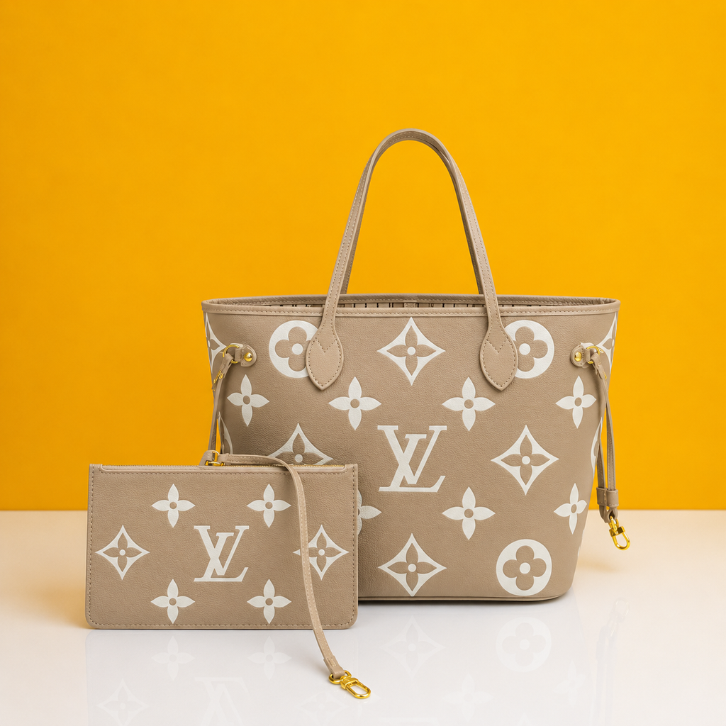 Neverfull monogram beige empreinte with doublebox