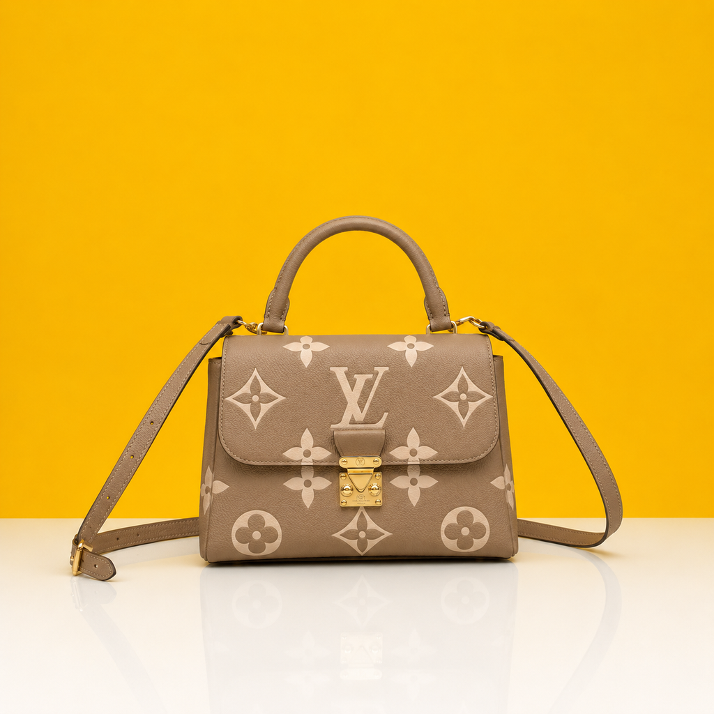 Madelene MM bicolor beige handbag with Double Box Dustbag