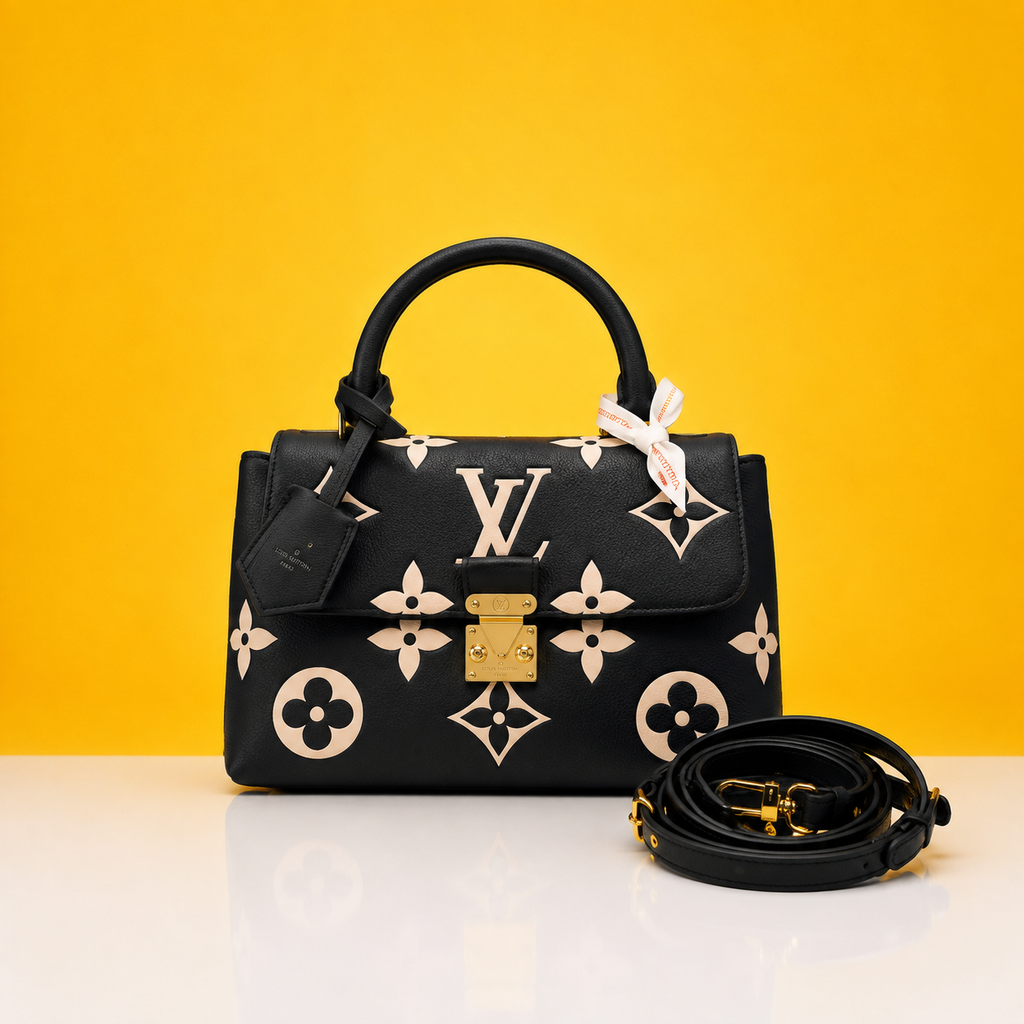 Madelene MM bicolor black handbag with Double Box Dustbag