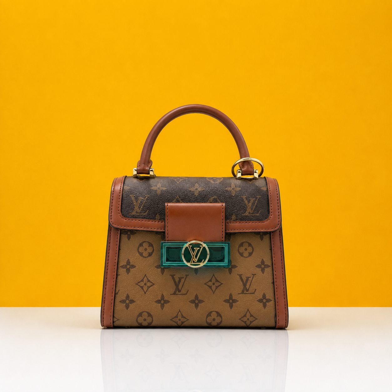 Dauphine top handle bag with doublebox