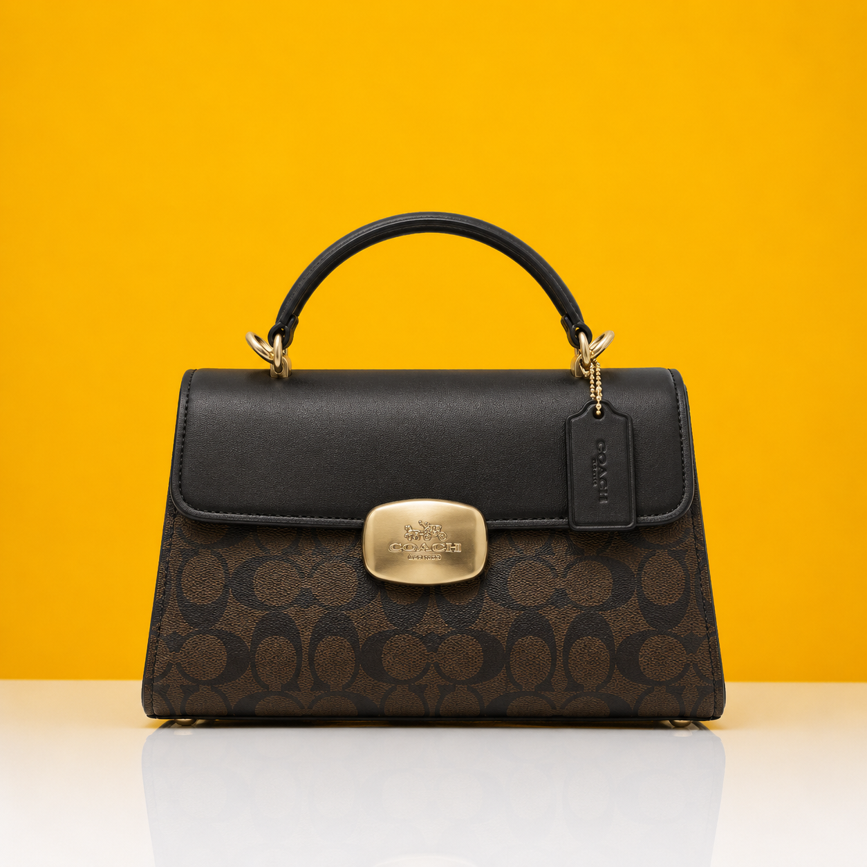 Eliza signature top handle black bag with doublebox