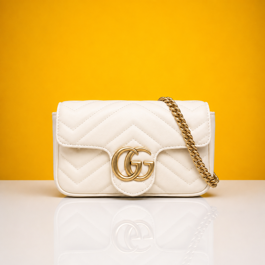 GG mini marmont white highend quality bag with doublebox
