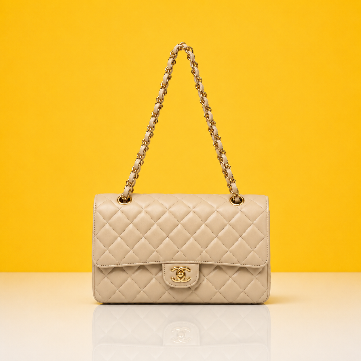 Premium quality beige jumbo sling bag with box