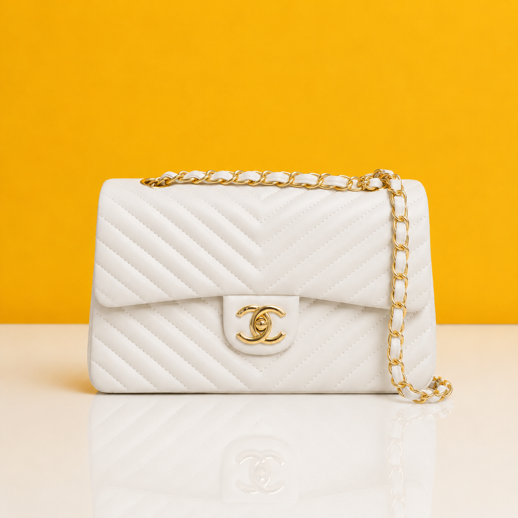 Jumbo large highend white shoulderbag with doublebox
