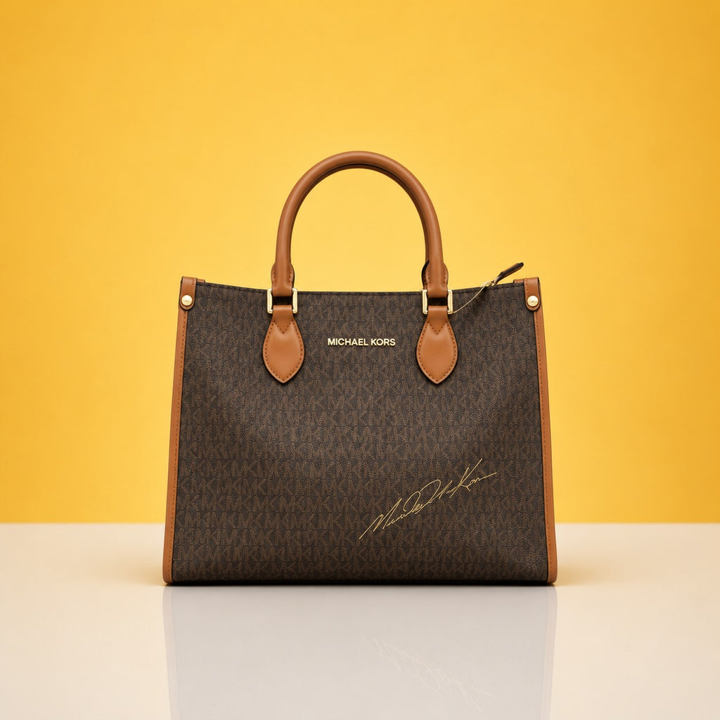 Premium quality brown tote bag with dust cover