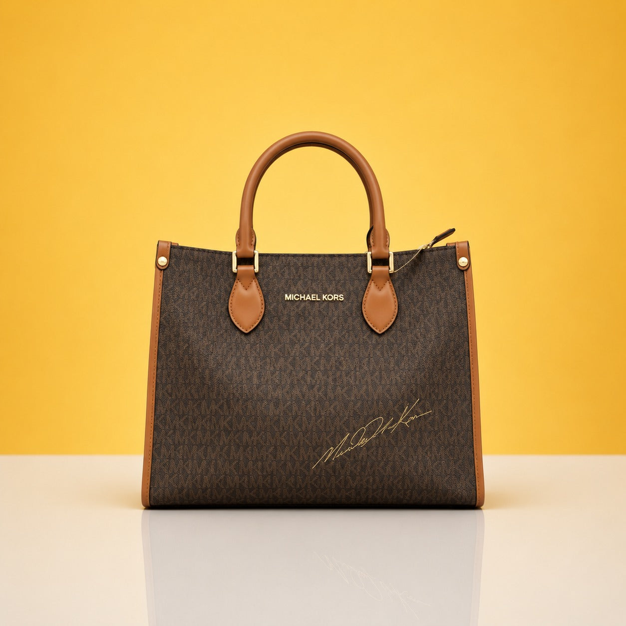 Premium quality brown tote bag with dust cover