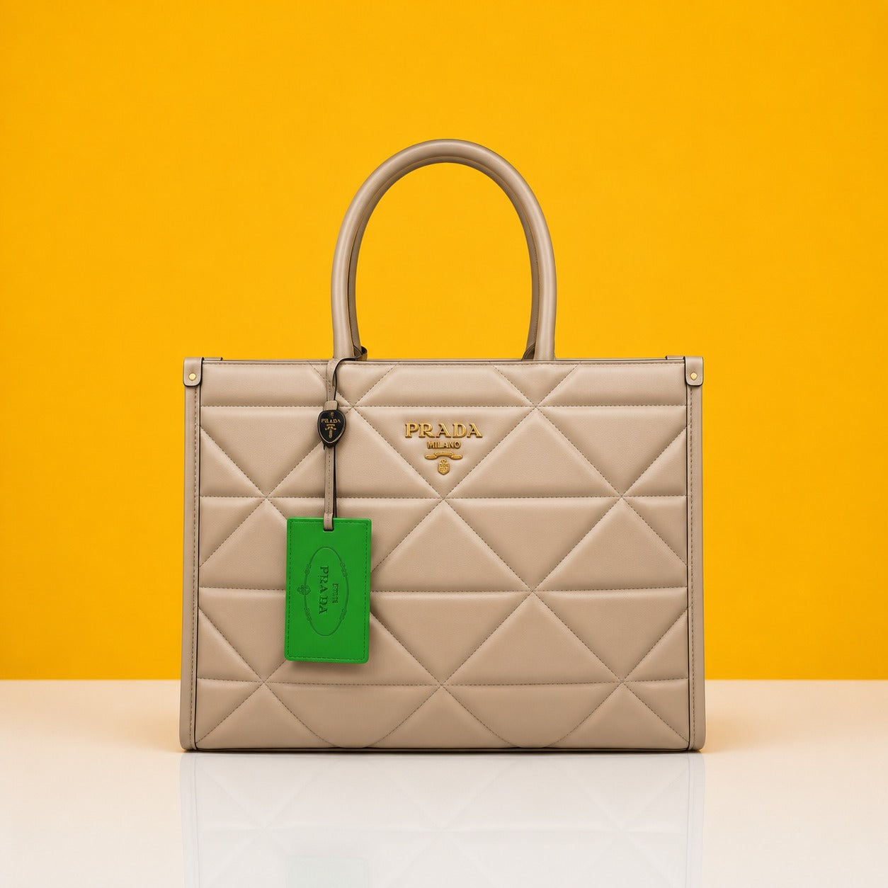 Leather beige tote bag with dust cover & dust bag