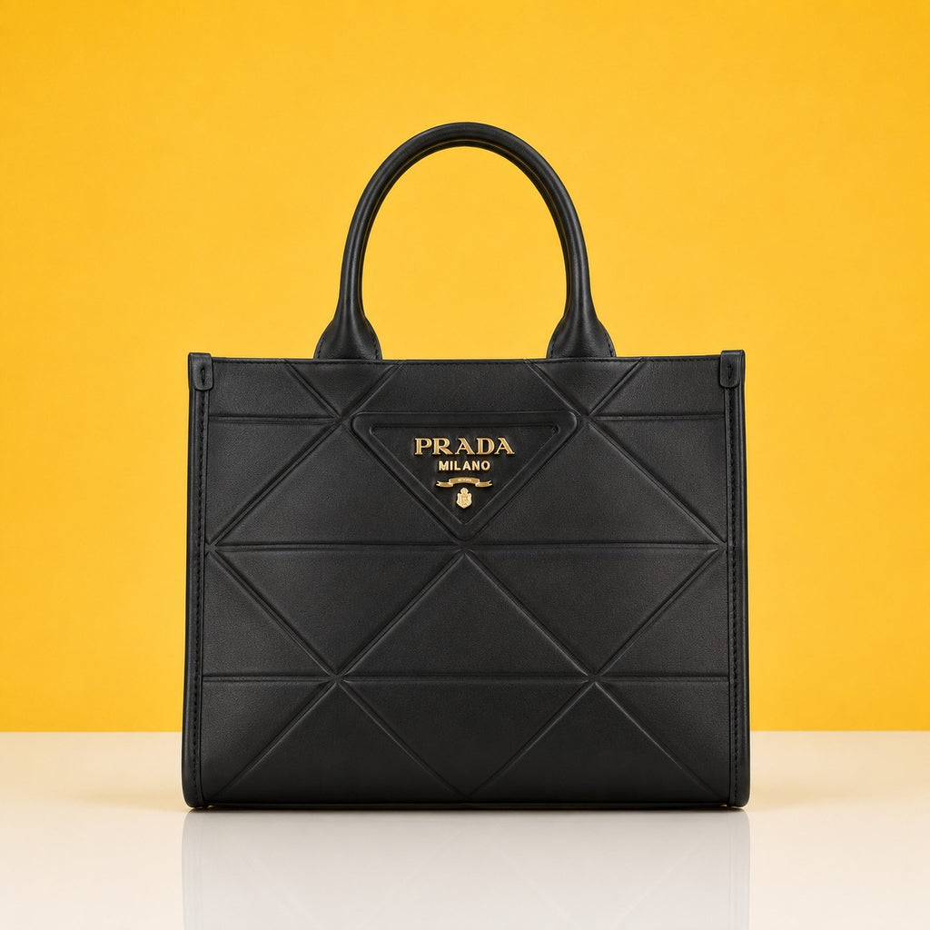 Leather black tote bag with dust cover & dust bag