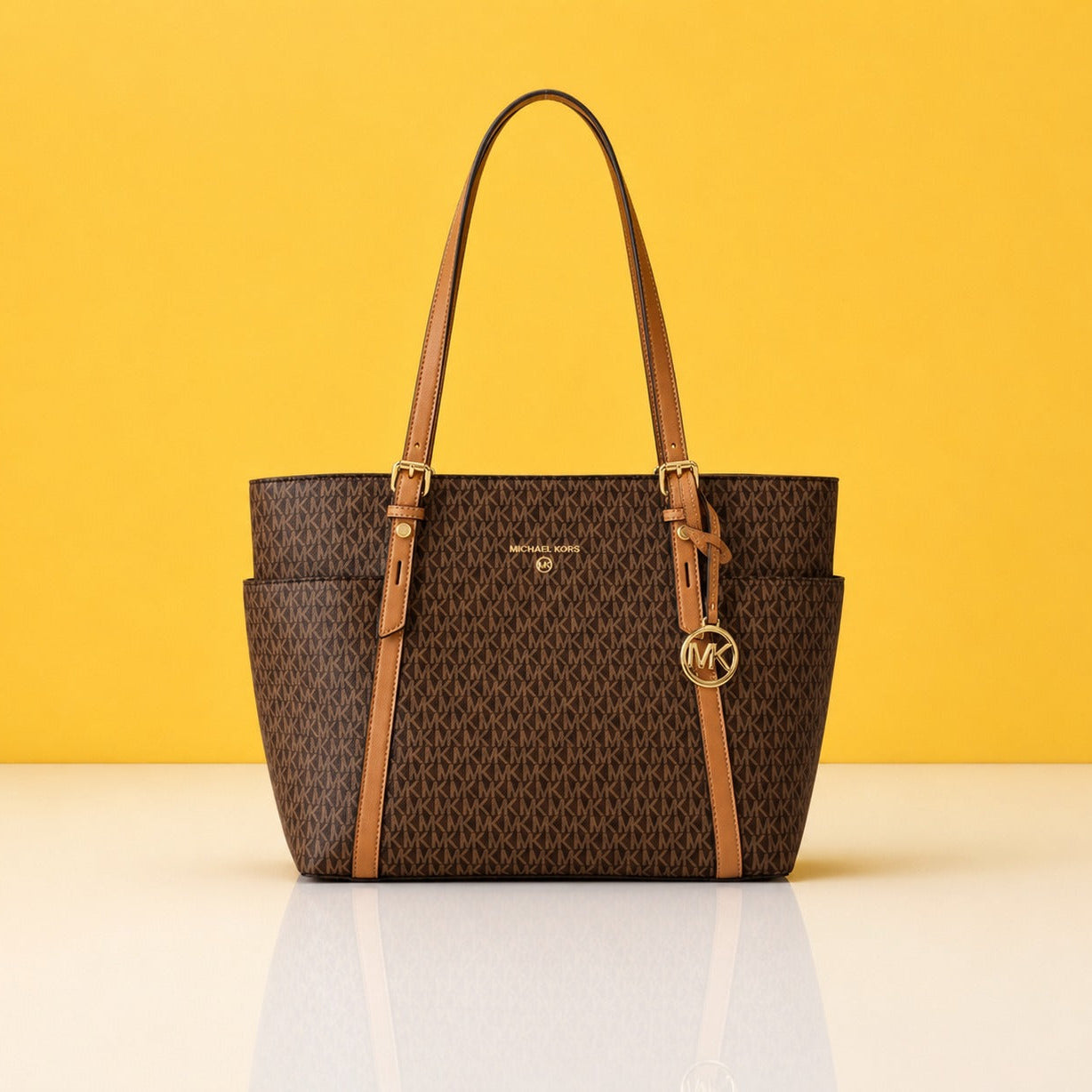Sullivan large zipper brown tote bag
