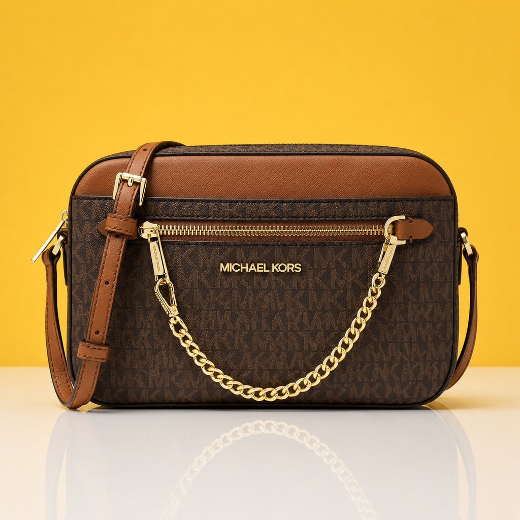 Jet set brown crossbody sling bag with box