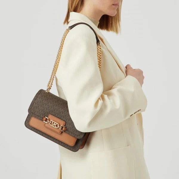 Heather brown shoulder bag with box