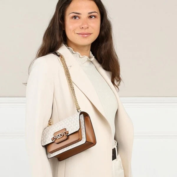 Heather white shoulder bag with box