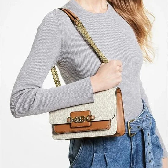 Heather white shoulder bag with box